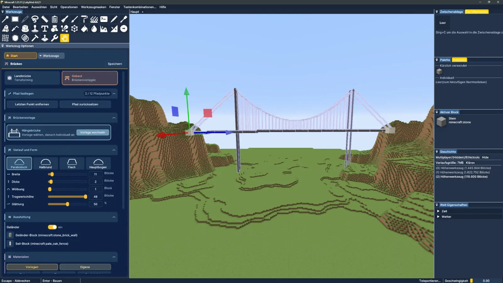 Brücke über einen Fluss, gebaut mit EthicTools
